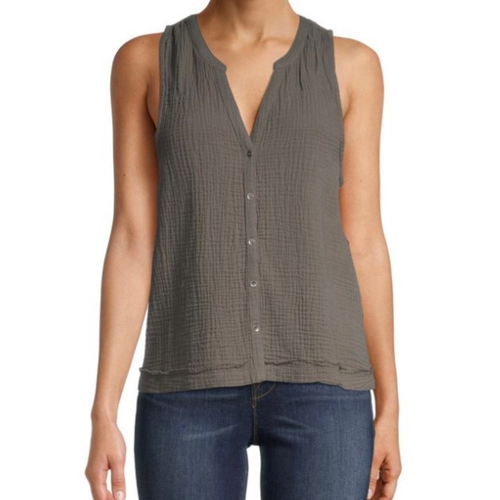 Splendid - 616- Olive Green Button Front Tank Top